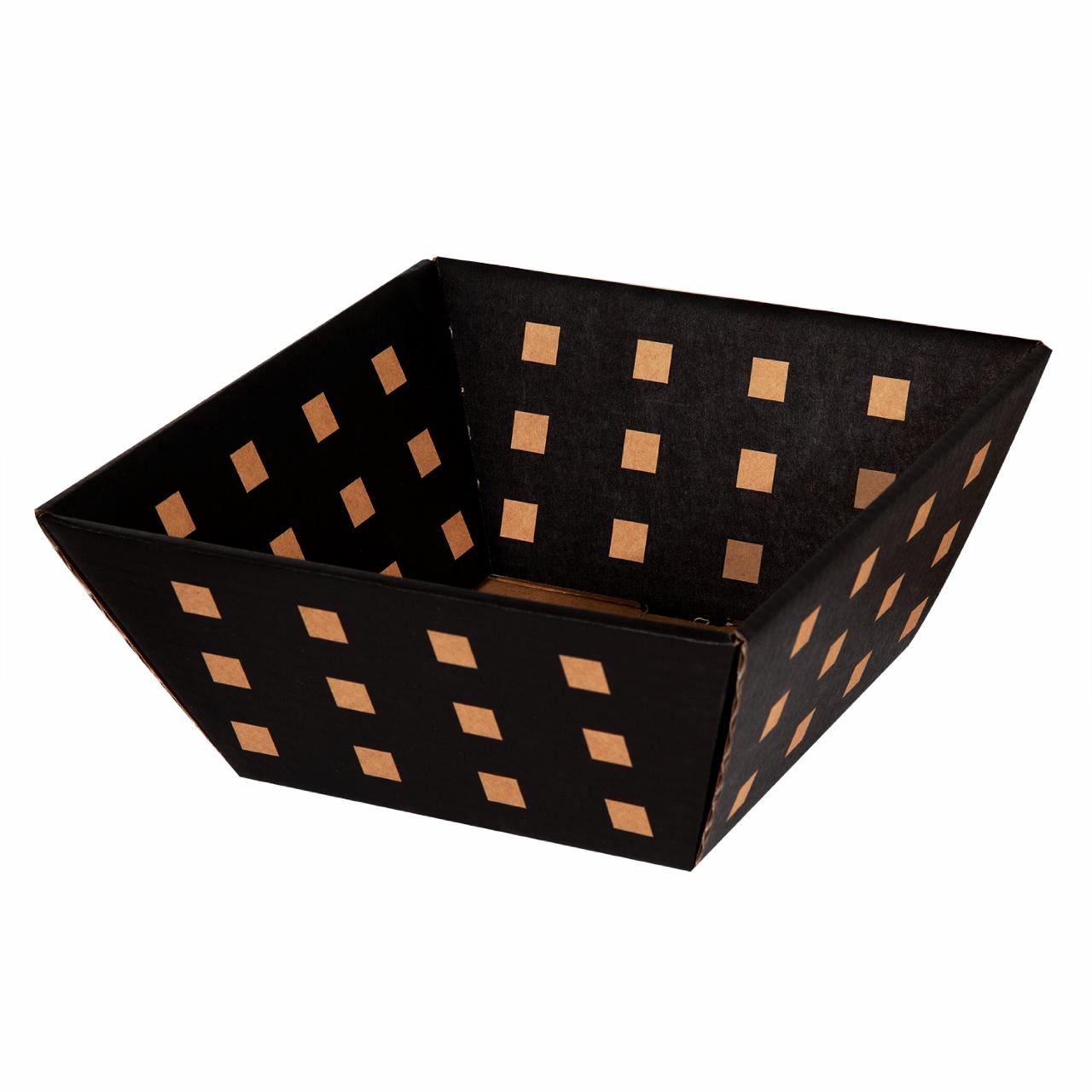 Gaveæske åben sort m.felter lille str. 25,5x25,5cm, 25 stk