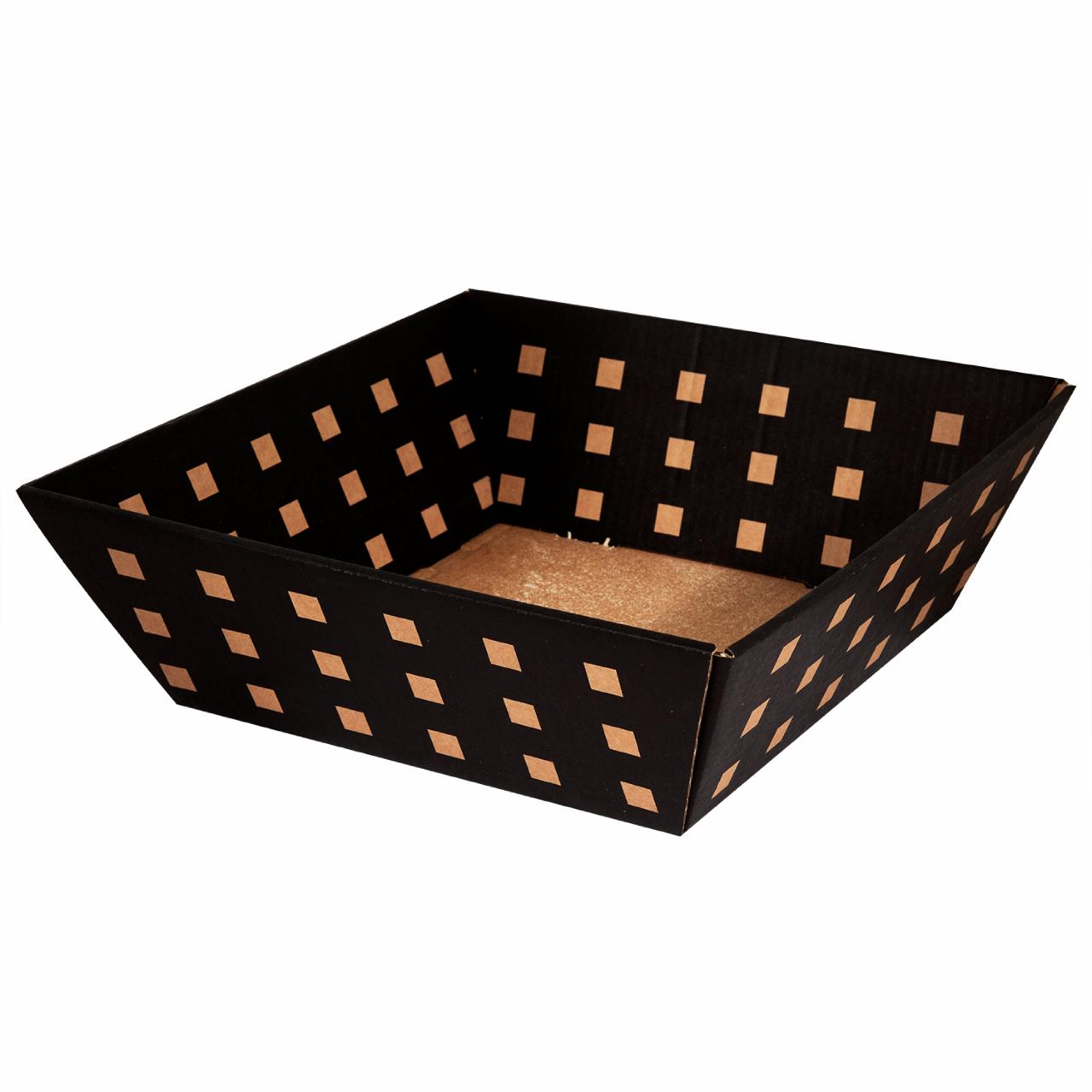 Gaveæske åben sort m.felter stor str. 34,5x34,5cm, 25 stk