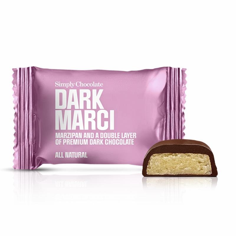 Chokolade Bites med marcipan, Dark Marci 10g 